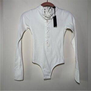 Kiki de Montparnasse Ivory Ribbed Bodysuit